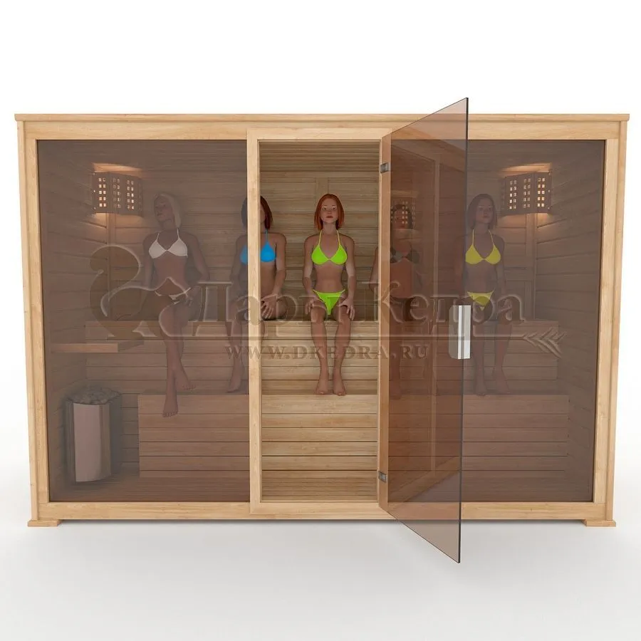 Пятиместная финская сауна кабина из кедра с электрокаменкой