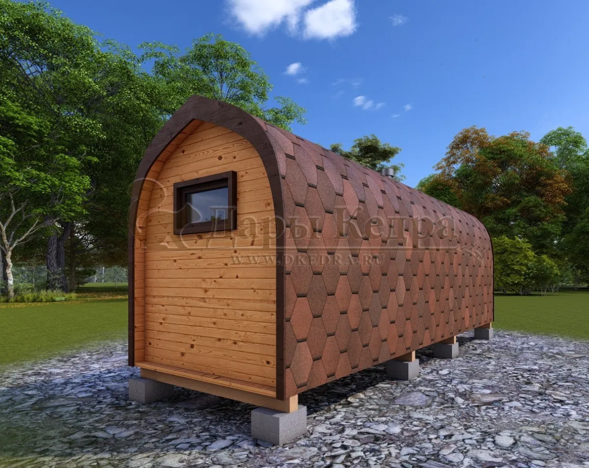 Баня «Викинг» из кедра 6х2,2 метра с боковым входом