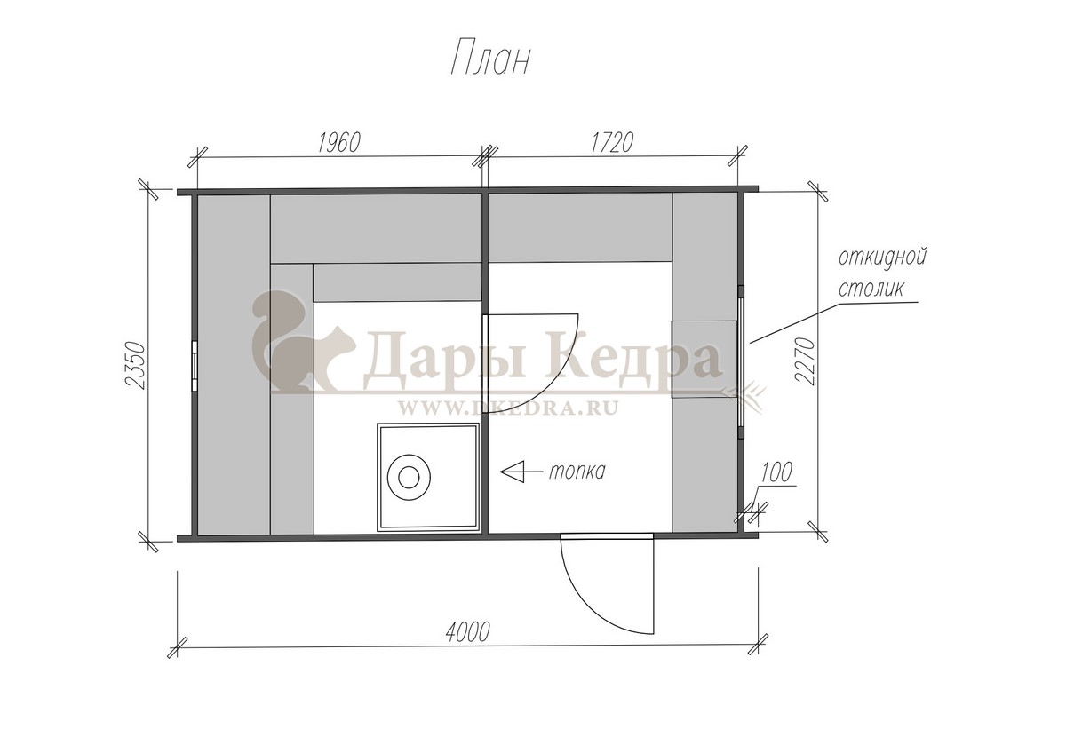 Баня «Парус» из кедра 4х2,35 м