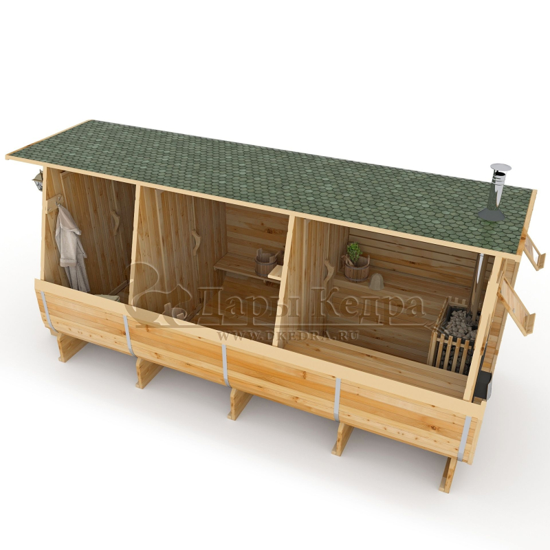 Баня-бочка квадро из кедра 6 метров
